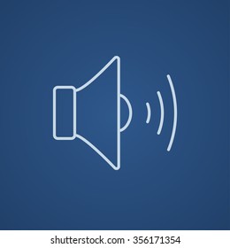 Speaker volume line icon for web, mobile and infographics. Vector light blue icon isolated on blue background.