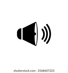 Speaker Volume, Music Sound Loudness Solid Flat Vector Icon Isolated on White Background.