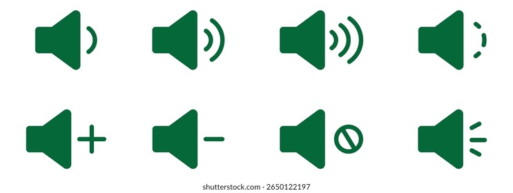 Speaker volume and mute icon in circle outline. Simple sound volume and audio mute mark symbol design illustration. Multimedia audio music, electronic devices, tapes, computer graphics. Editable icon