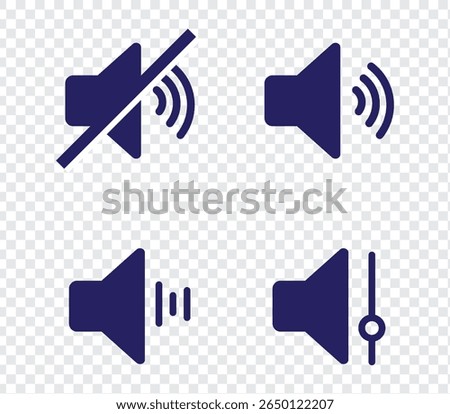 Speaker volume and mute icon in circle outline. Simple sound volume and audio mute mark symbol design illustration. Multimedia audio music, electronic devices, tapes, computer graphics. Editable icon