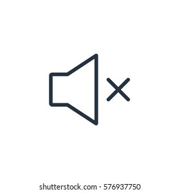 speaker volume mute thin line icon set on white background, audio, music, flat, minimalistic