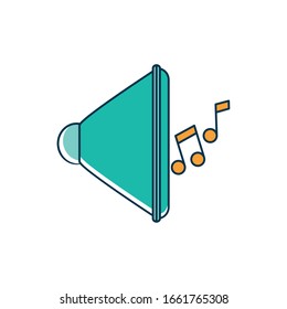 speaker volume note melody sound music vector illustration line and fill style