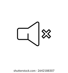 Speaker Volume Off Icon With Cross Mark On Transparent Layout