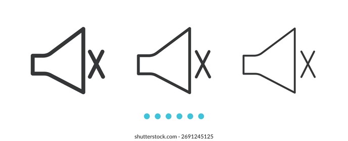 Icono de volumen del altavoz desactivado. Vector de icono de línea delgada