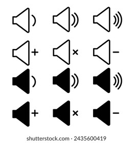 Speaker volume outline icon collection or set. Speaker volume Thin vector line art