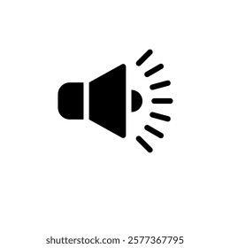 Speaker Volume Solid Flat Vector Icon Isolated on White Background.