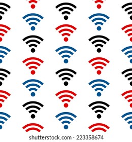 Speaker volume symbol seamless pattern on white. Vector illustration.