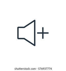 speaker volume thin line icon set on white background, audio, music, flat, minimalistic