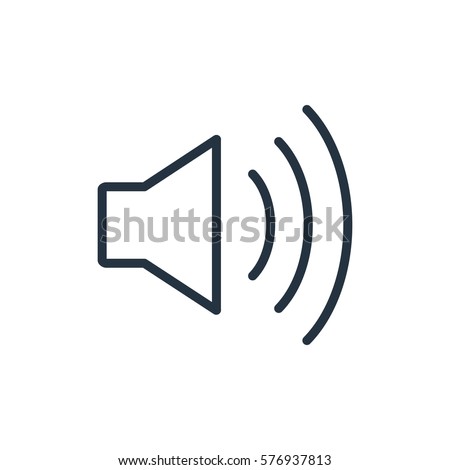 speaker volume thin line icon set on white background, audio, music, flat, minimalistic