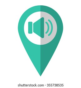 Speaker volume - vector icon;  green map pointer