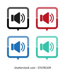 Speaker volume - vector icon; map pointer;  message bubble