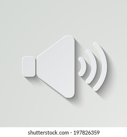 speaker volume vector icon - paper illustration with shadow on light background