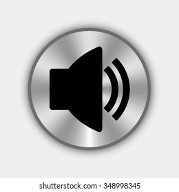 speaker volume vector icon - round metallic button