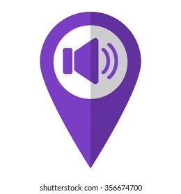 Speaker volume - vector icon;  violet map pointer