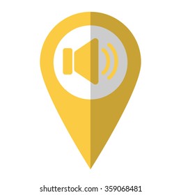 Speaker volume - vector icon;  yellow map pointer