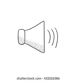 Speaker volume vector sketch icon isolated on background. Hand drawn Speaker volume icon. Speaker volume sketch icon for infographic, website or app.