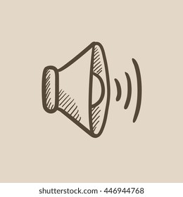 Speaker volume vector sketch icon isolated on background. Hand drawn Speaker volume icon. Speaker volume sketch icon for infographic, website or app.