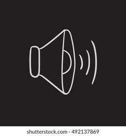 Speaker volume vector sketch icon isolated on background. Hand drawn Speaker volume icon. Speaker volume sketch icon for infographic, website or app.