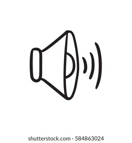 Speaker volume vector sketch icon isolated on background. Hand drawn Speaker volume icon. Speaker volume sketch icon for infographic, website or app.