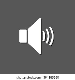 speaker volume - white vector icon  with shadow