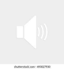 speaker volume - white vector  icon with shadow