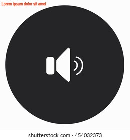 Speaker web icon. Gray circle button with white illustration.