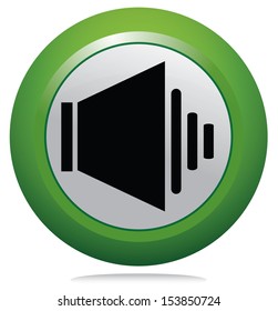 Speaker web icon. Green round vector button. Editable vector design. 