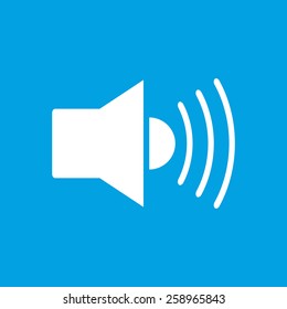 Speaker web white icon isolated on a blue background. Vector symbol