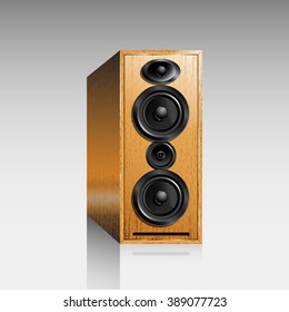 Speaker in a wooden box