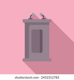 Speaker wooden tribune icon flat vector. Speech success. Stage social