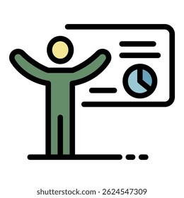 Speaker workshop icon. Outline speaker workshop vector icon color flat isolated