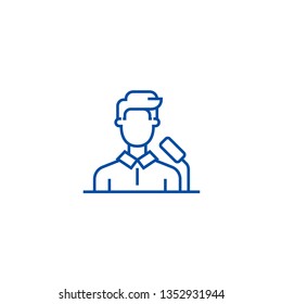 Speaker,business presentation line icon concept. Speaker,business presentation flat  vector symbol, sign, outline illustration.