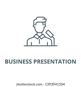 Speaker,business presentation vector line icon, linear concept, outline sign, symbol