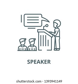Speaker,presentation,podium tribune stand vector line icon, linear concept, outline sign, symbol