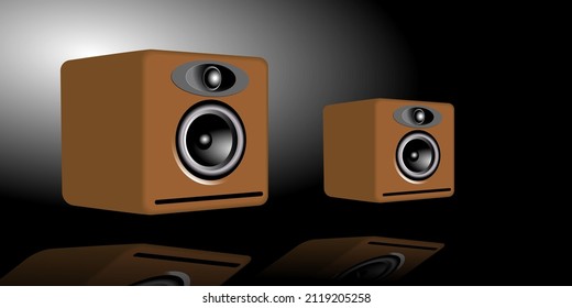 altavoces activo 3d decoración vectorial fondo audio música banner promoción imagen 