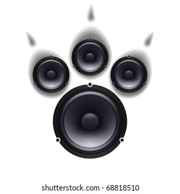 Speakers animal paw set. Vector illustration on white backgrounds