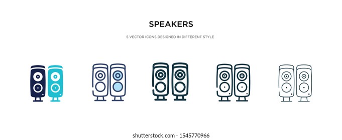 speakers icon in different style vector illustration. two colored and black speakers vector icons designed in filled, outline, line and stroke style can be used for web, mobile, ui