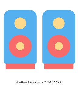 Speakers - icon, illustration on white background, flat color style