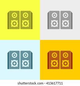 Speakers Icon on Four Different Backgrounds. Eps-10.