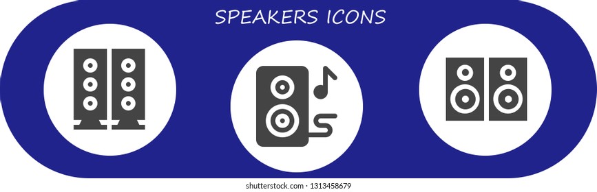 speakers icon set. 3 filled speakers icons.  Collection Of - Speakers