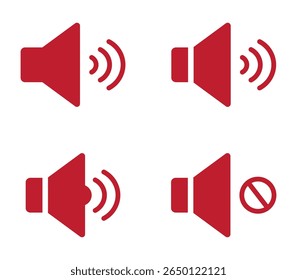 Speakers Icon Set - Audio, Sound System, Music Vector. Set of no sound, No speaker icon. Sound Icons. speaker mute icon sign. Volume Off symbol. Silent of vector illustration