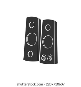 Speakers Icon Silhouette Illustration. Music Vector Graphic Pictogram Symbol Clip Art. Doodle Sketch Black Sign.