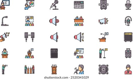 Speakers icons High-Quality Vector Icons Collection with Editable Stroke. Ideal for Professional and Creative Projects.