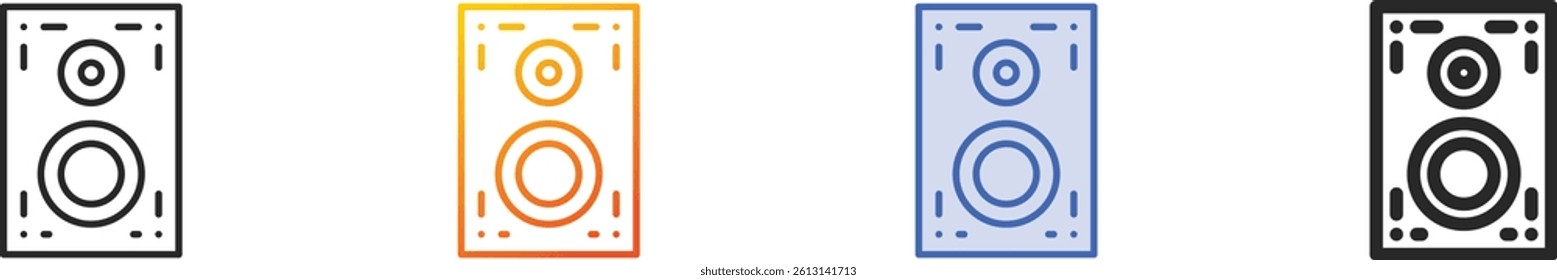 speakers icon.Thin Linear, Gradient, Blue Stroke and bold Style Design Isolated On White Background