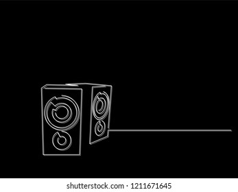 Speakers isolated line drawing, vector illustration design. Music collection.