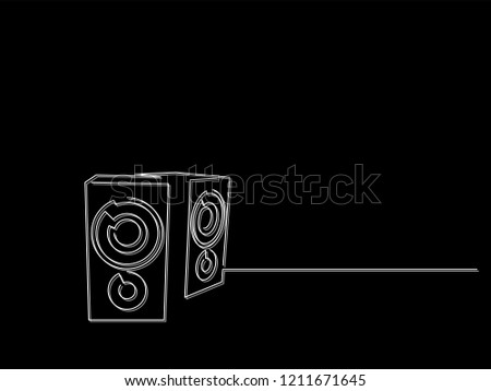 Speakers isolated line drawing, vector illustration design. Music collection.