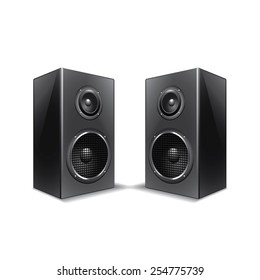 Speakers isolated on white photo-realistic vector illustration