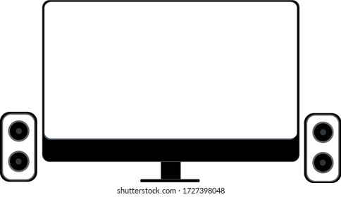 speakers and monitor vector flat design, electronic device vector 