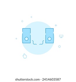 Speakers, music vector icon. Flat illustration. Filled line style. Blue monochrome design. Editable stroke. Adjust line weight.