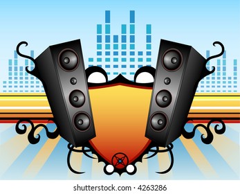 Speakers on a grunge background